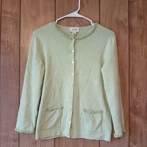 Vintage Neiman Marcus Silk Blend Sweater Cardigan Light Green Womens size Medium